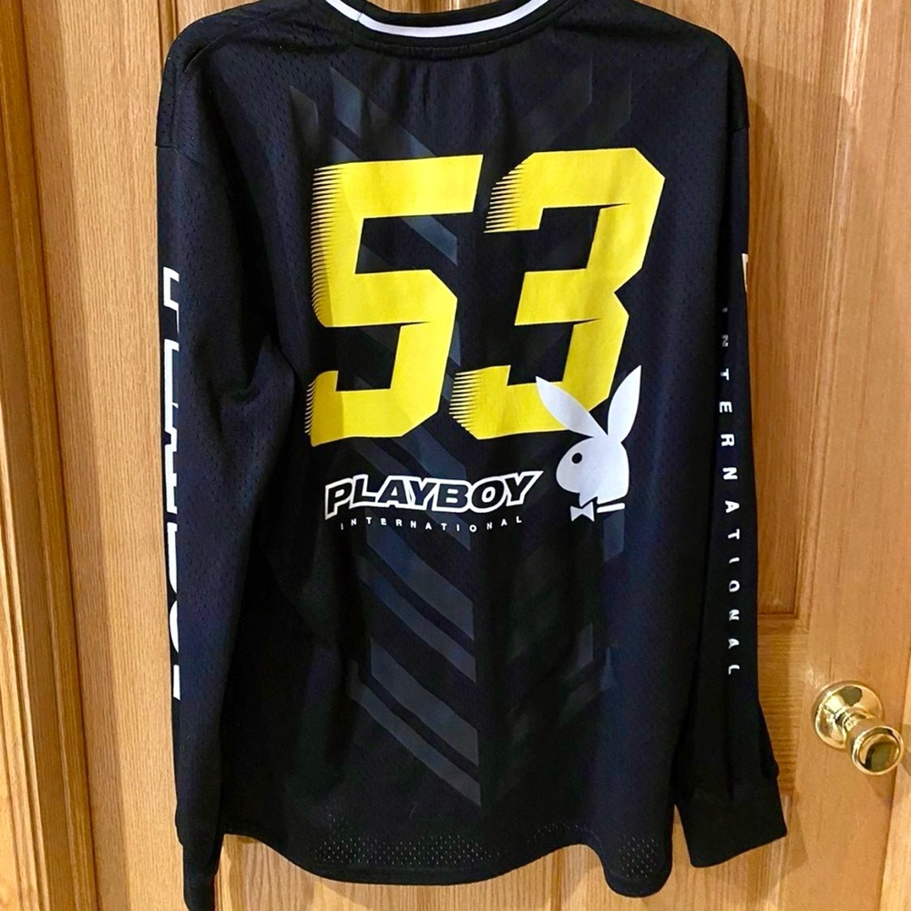✨NWOT✨Pacsun X Playboy Racing Motocross Perforated Long Sleeve Jersey Top M
